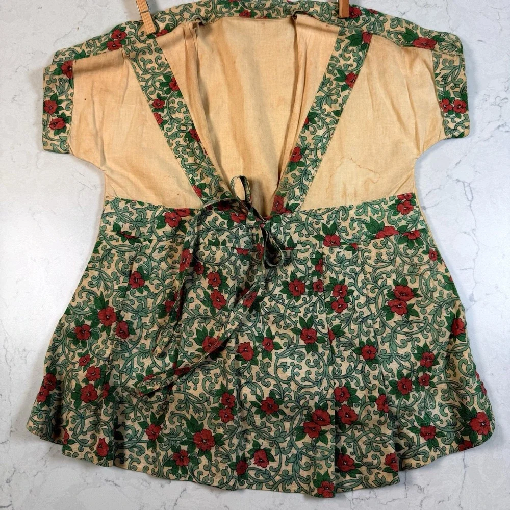 VTG Clothes Line Clothes Pin Holder Bag Hand Made 1960's Floral Dress Laundry